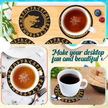 Load image into Gallery viewer, Diamond Painting Art Coaster Kit Acrylic Round with Holder (8pcs Black Gold)
