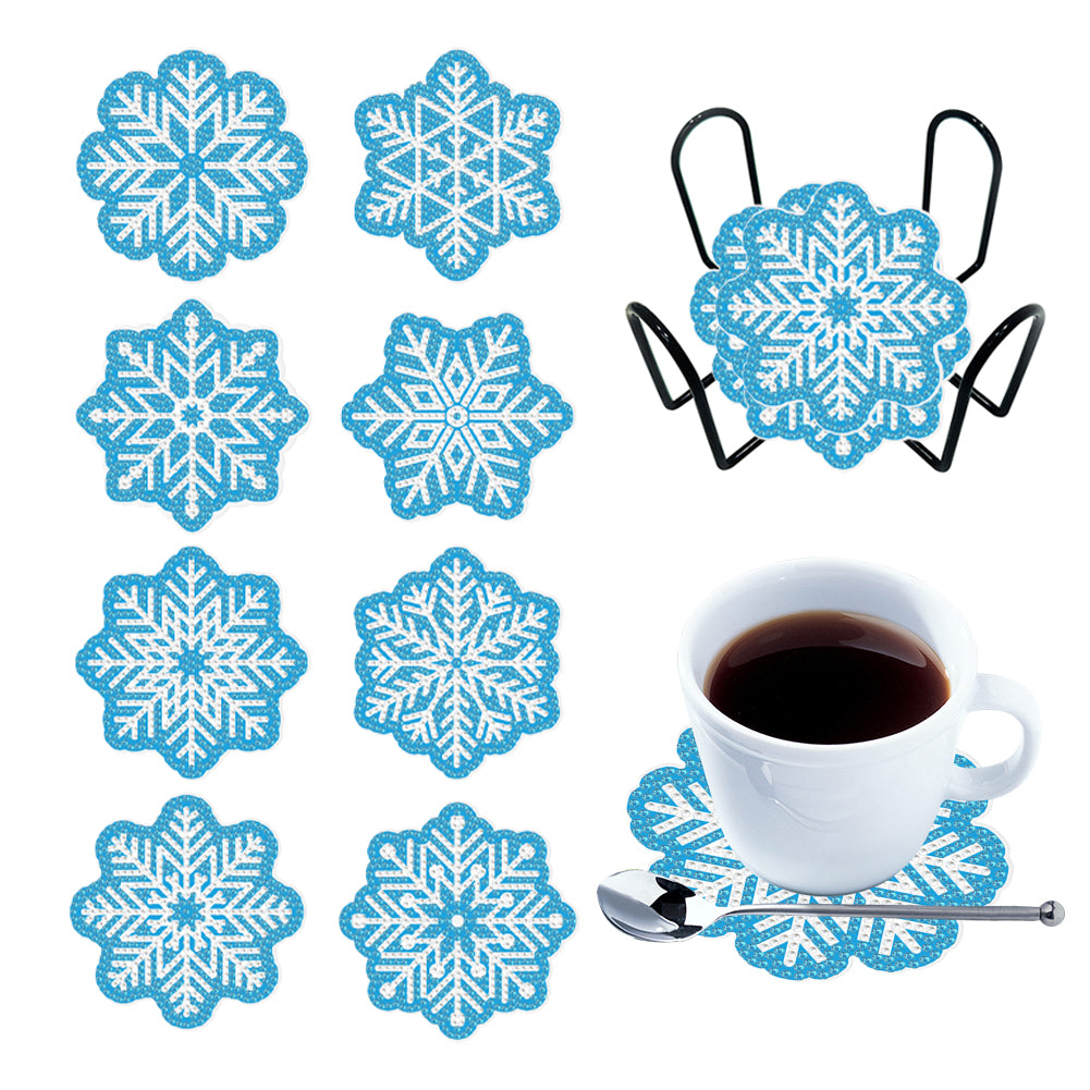 8PCS Diamond Painting Art Coaster Kit Acrylic Special Shape Santa (#3)