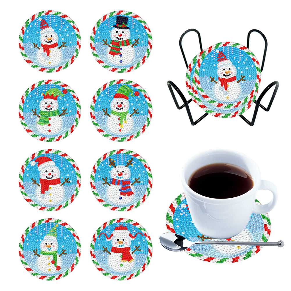 8PCS Diamond Painting Art Coaster Kit Acrylic Special Shape Santa (#4)