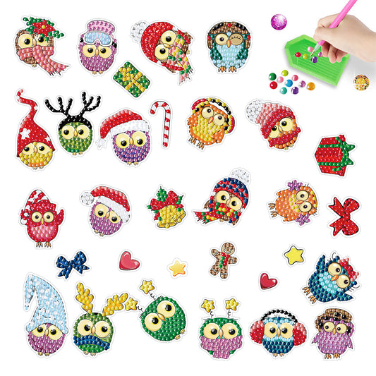 6pcs/3set Xmas Cartoon Santa Claus Diamond Painting Stickers for Xmas Decor Gift