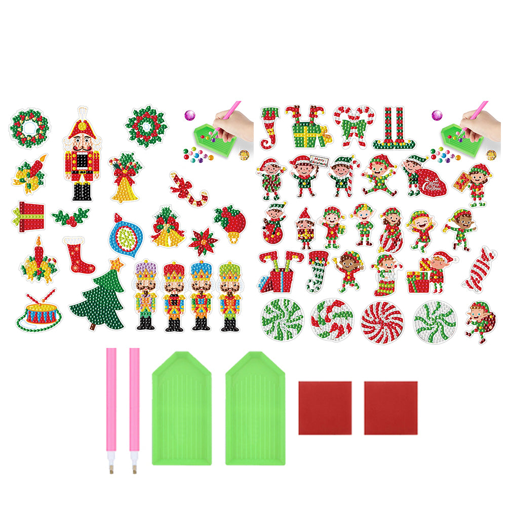 4pcs/2set Diamond Arts Craft Mosaic Stickers Nutcracker Diamond Painting Sticker