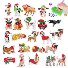 Load image into Gallery viewer, 4pcs/2set Gem Art DIY Craft Kits Xmas Cartoon Puppies Diamond Painting Sticker
