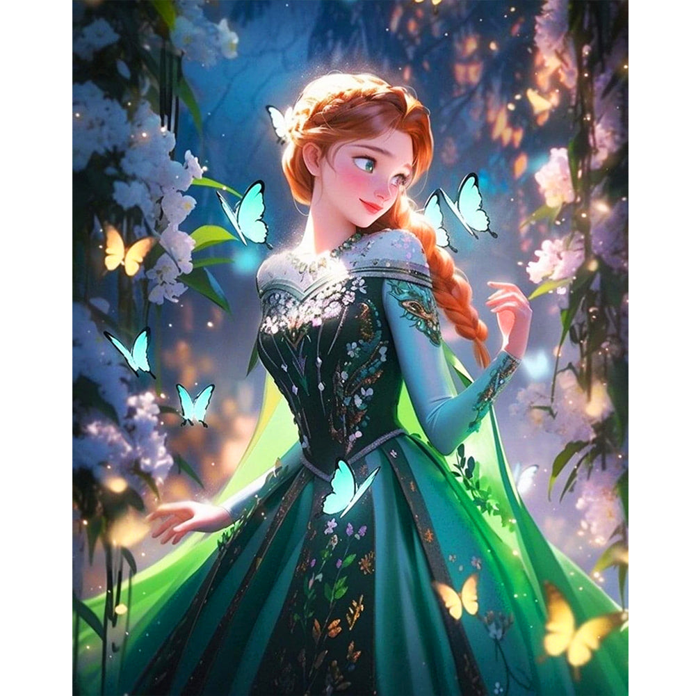 Diamond Painting - Full Round - Frozen princess anna and butterfly (40*50CM)