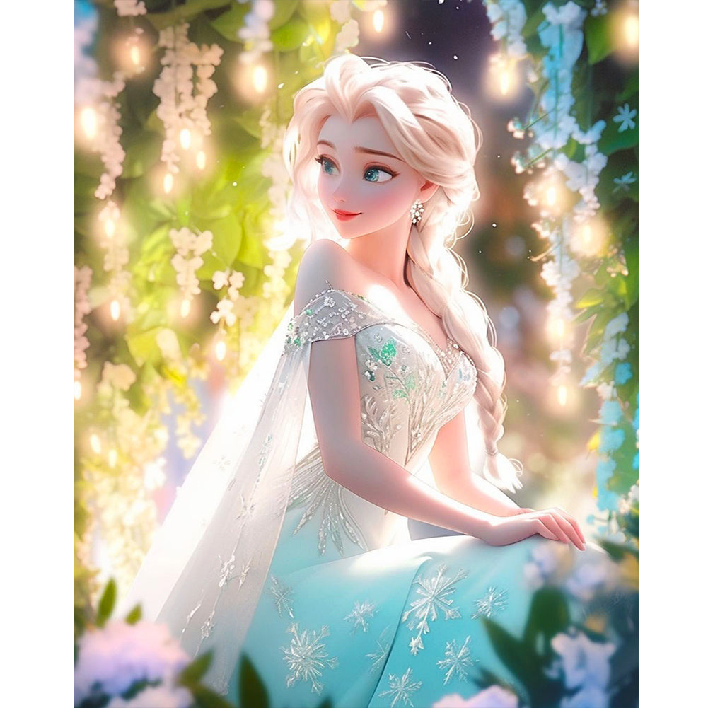 Diamond Painting - Full Round - Frozen Princess Elsa and flowers (40*50CM)