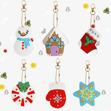 Load image into Gallery viewer, 5/6PCS Full Drill Keyring Xmas Dessert Cake Double Sided Xmas Bell Special Shape
