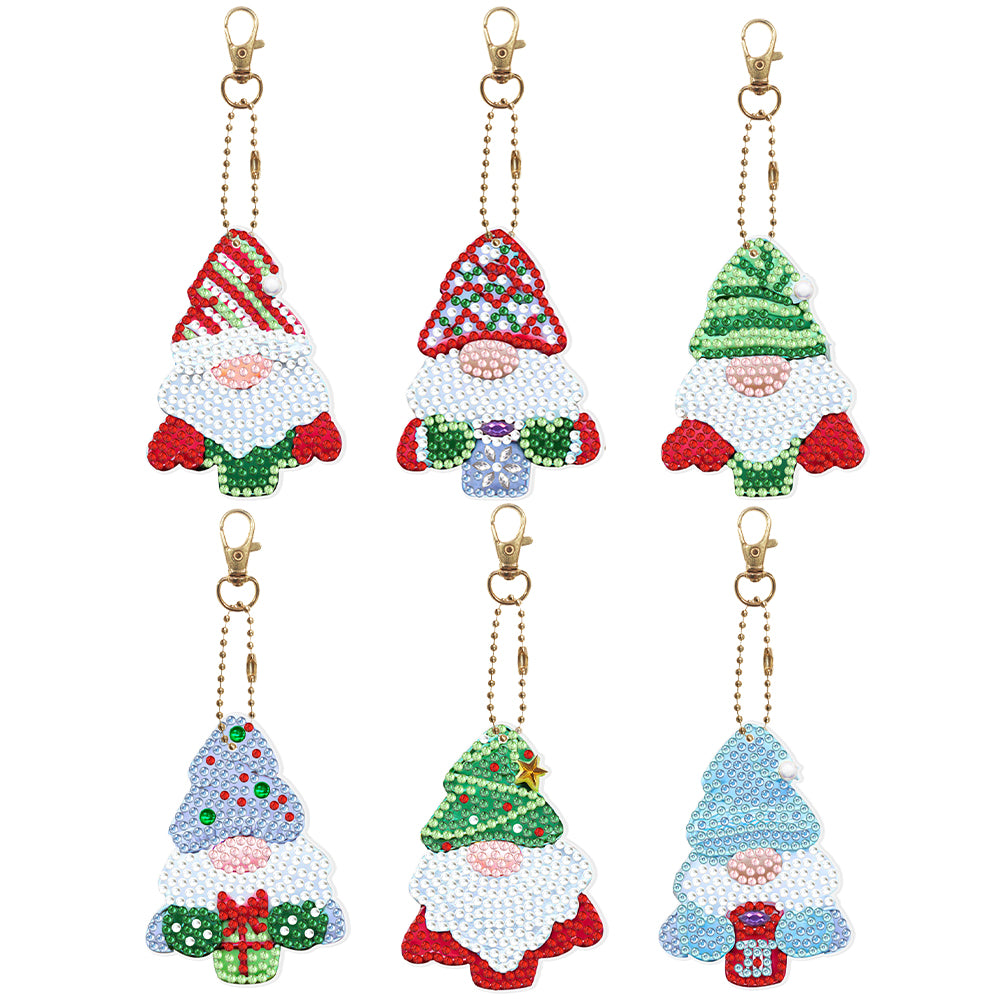 5/6PCS Full Drill Keyring Xmas Dessert Cake Double Sided Xmas Bell Special Shape