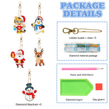 Load image into Gallery viewer, 5/6PCS Full Drill Keyring Xmas Dessert Cake Double Sided Xmas Bell Special Shape

