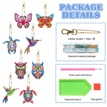 Load image into Gallery viewer, 8PCS Double Sided Rhinestone Painting Pendant Ornament(Butterfly OwlHummingbird)
