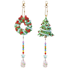 Load image into Gallery viewer, 2PCS Diamond Drawing Hanging Ornament Kit Suncatcher (Wreath Xmas Tree)
