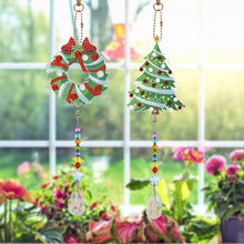 Load image into Gallery viewer, 2PCS Diamond Drawing Hanging Ornament Kit Suncatcher (Wreath Xmas Tree)
