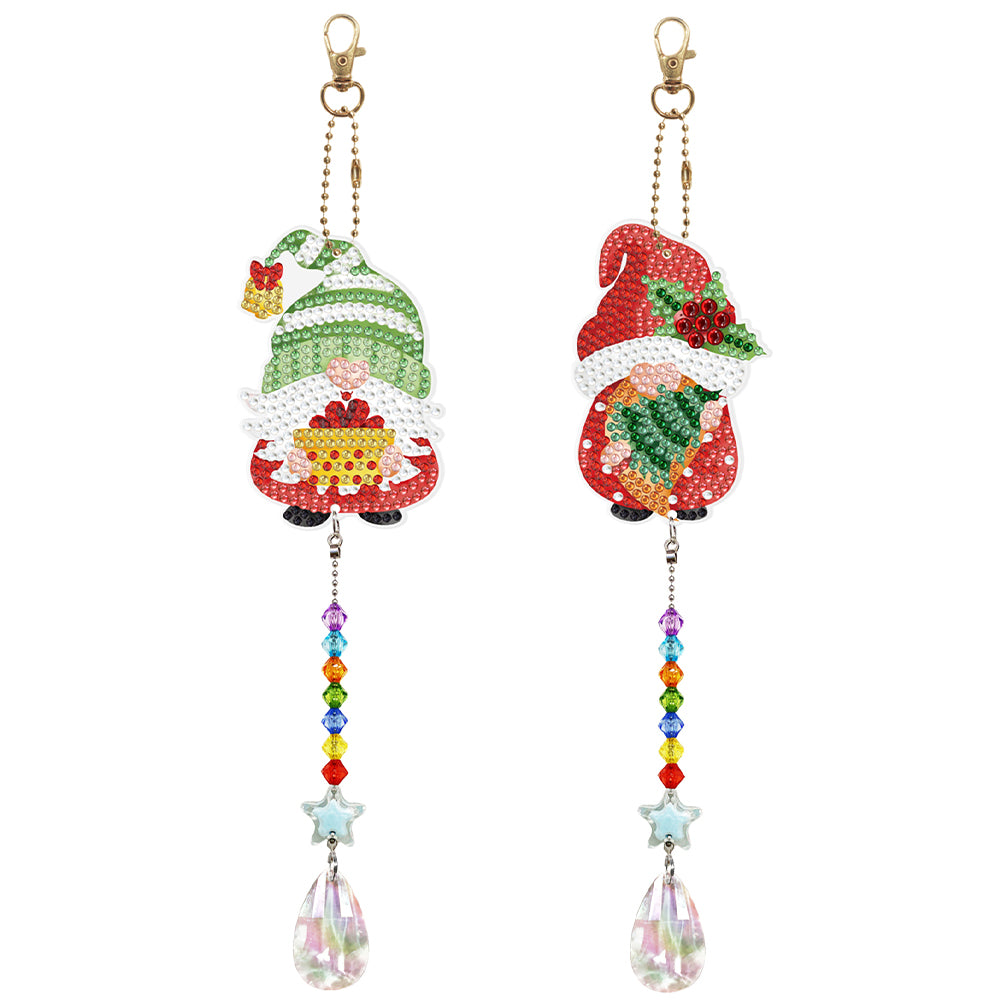 2PCS Diamond Drawing Hanging Ornament Kit Suncatcher (Double Gnome)