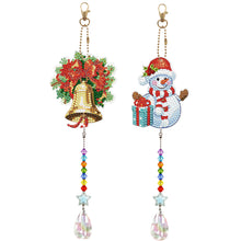 Load image into Gallery viewer, 2PCS Diamond Drawing Hanging Ornament Kit Suncatcher (Xmas Bells Snowman)
