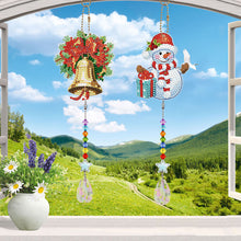 Load image into Gallery viewer, 2PCS Diamond Drawing Hanging Ornament Kit Suncatcher (Xmas Bells Snowman)
