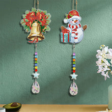 Load image into Gallery viewer, 2PCS Diamond Drawing Hanging Ornament Kit Suncatcher (Xmas Bells Snowman)

