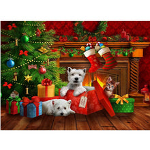 Load image into Gallery viewer, Diamond Painting - Full Square - Christmas puppy (40*30CM)
