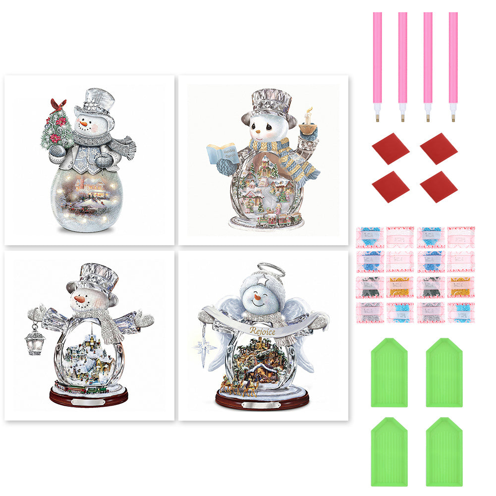 4pcs Diamond Painting Set - Christmas snowman (30*30CM)