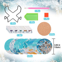 Load image into Gallery viewer, 6/8/10PCS Special Shape Diamond Painting Art Coaster Kit with Holder Cartoon Cat
