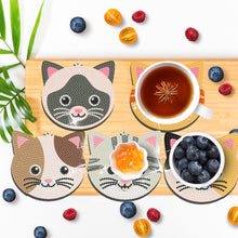Load image into Gallery viewer, 6/8/10PCS Special Shape Diamond Painting Art Coaster Kit with Holder Cartoon Cat
