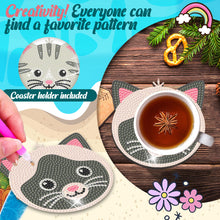 Load image into Gallery viewer, 6/8/10PCS Special Shape Diamond Painting Art Coaster Kit with Holder Cartoon Cat
