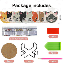 Load image into Gallery viewer, 6/8/10PCS Special Shape Diamond Painting Art Coaster Kit with Holder Cartoon Cat

