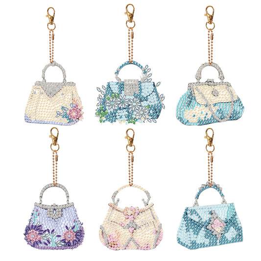 6PCS Diamond Painting Keychains Special Shape Double Sided Diamond Art Ornaments