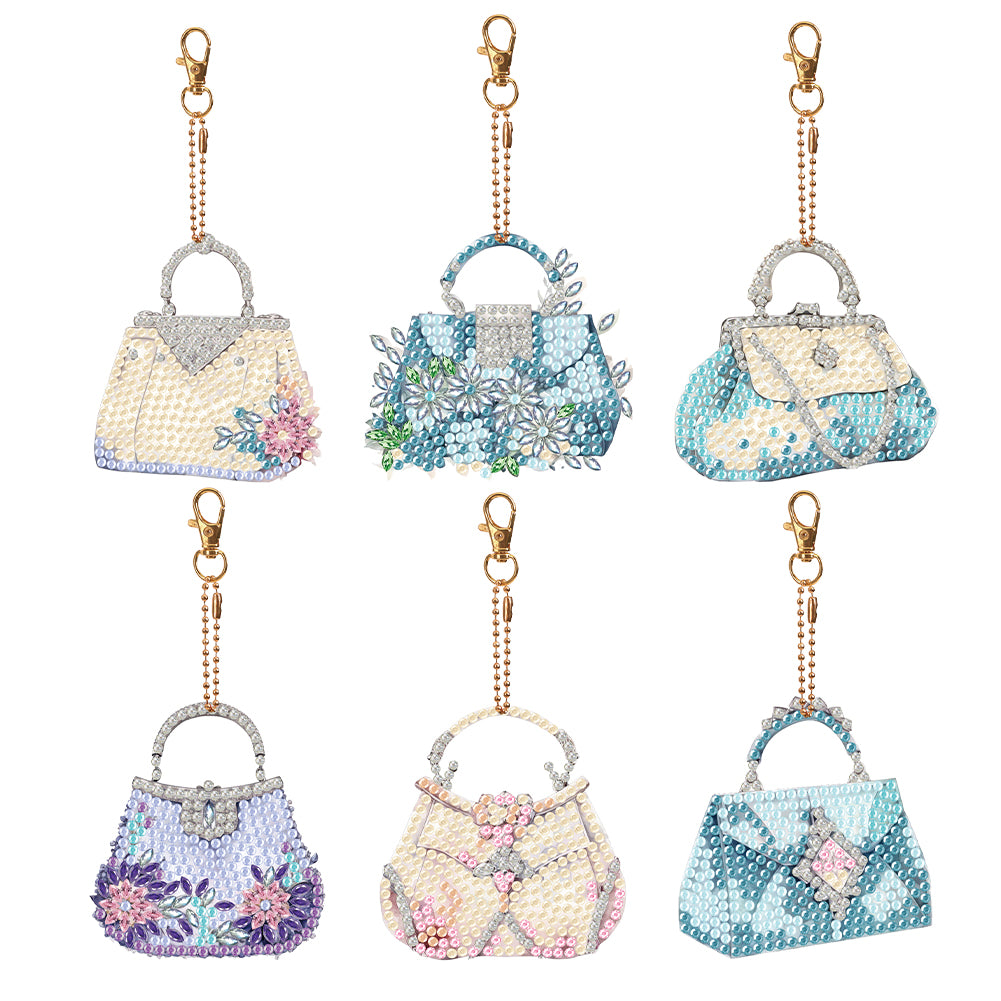 6PCS Diamond Painting Keychains Special Shape Double Sided Diamond Art Ornaments