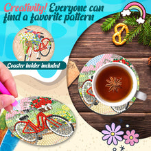 Load image into Gallery viewer, 8/10PCS Diamond Painting Art Coaster Kit with Holder Bikes Sunrise Flower Kobold
