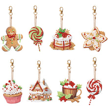Load image into Gallery viewer, 8PCS Diamond Painting Keychains Special Shape Double Sided Diamond Art Ornaments

