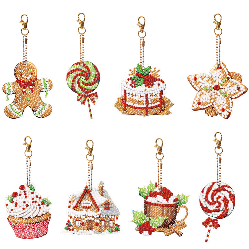 8PCS Diamond Painting Keychains Special Shape Double Sided Diamond Art Ornaments