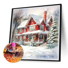 Load image into Gallery viewer, Diamond Painting - Full Round - Christmas red house in the snow (40*40CM)
