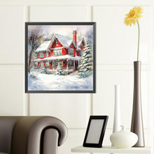 Load image into Gallery viewer, Diamond Painting - Full Round - Christmas red house in the snow (40*40CM)
