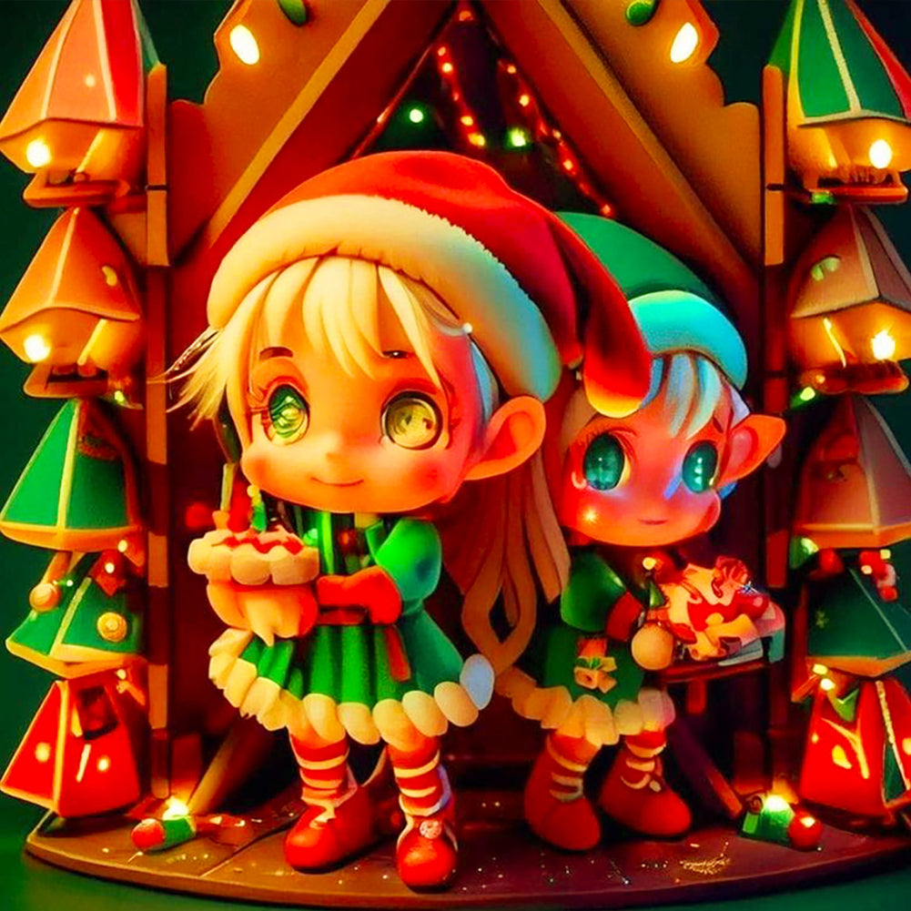 Diamond Painting - Full Round - Christmas elves (40*40CM)