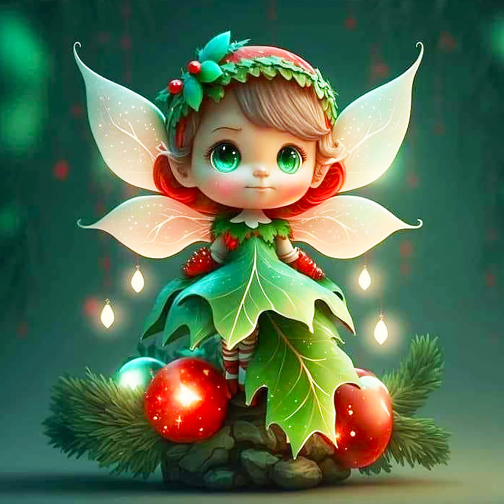 Diamond Painting - Full Round - Christmas elf girl (40*40CM)
