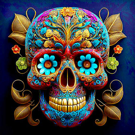 Diamond Painting - Full Round - blue veins skull girl (40*40CM)