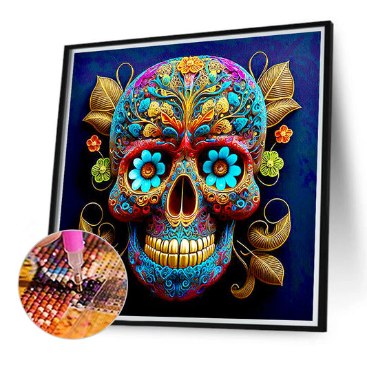Diamond Painting - Full Round - blue veins skull girl (40*40CM)