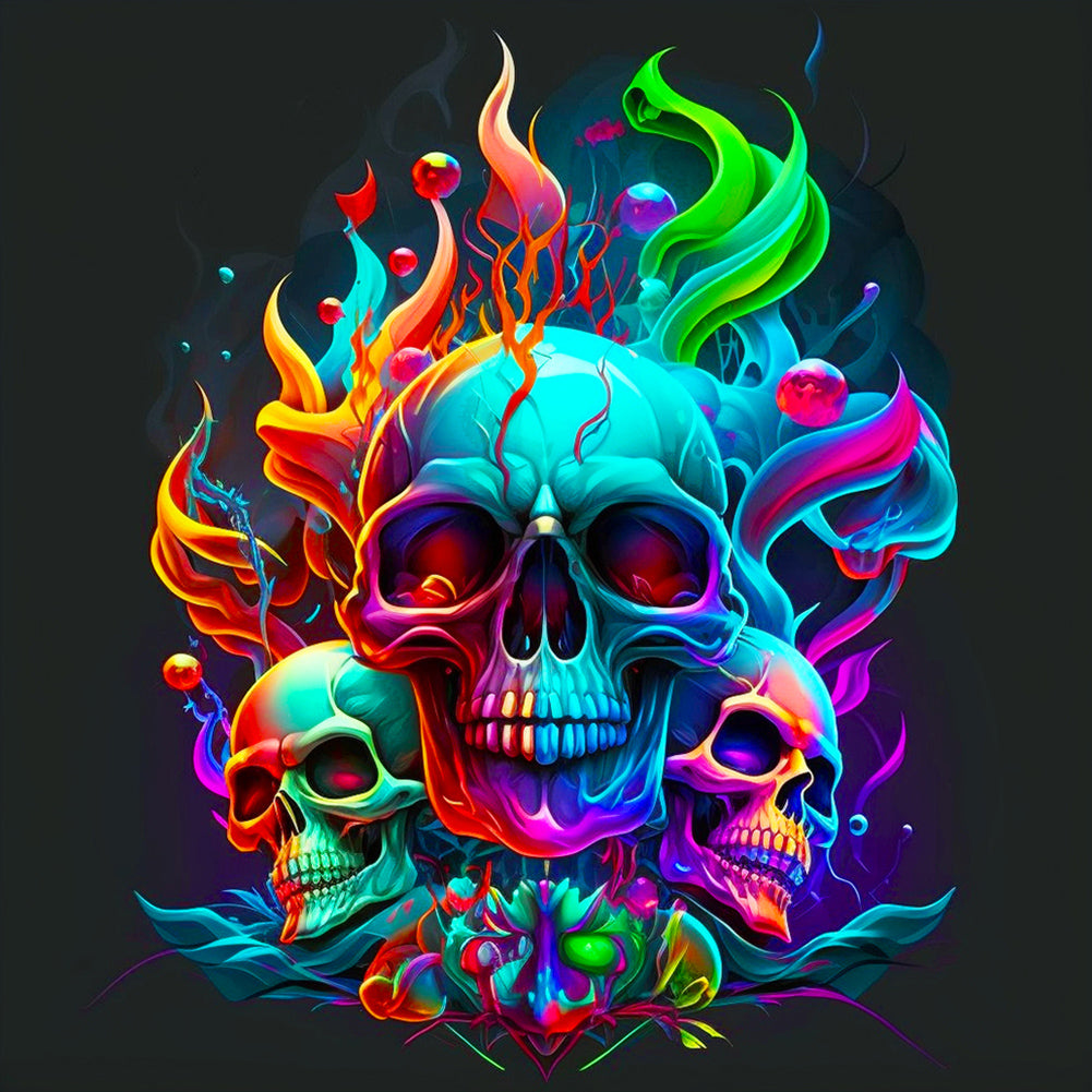 Diamond Painting - Full Round - fire of life skull girl (40*40CM)
