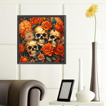 Load image into Gallery viewer, Diamond Painting - Full Round - skull girl in flowers (40*40CM)
