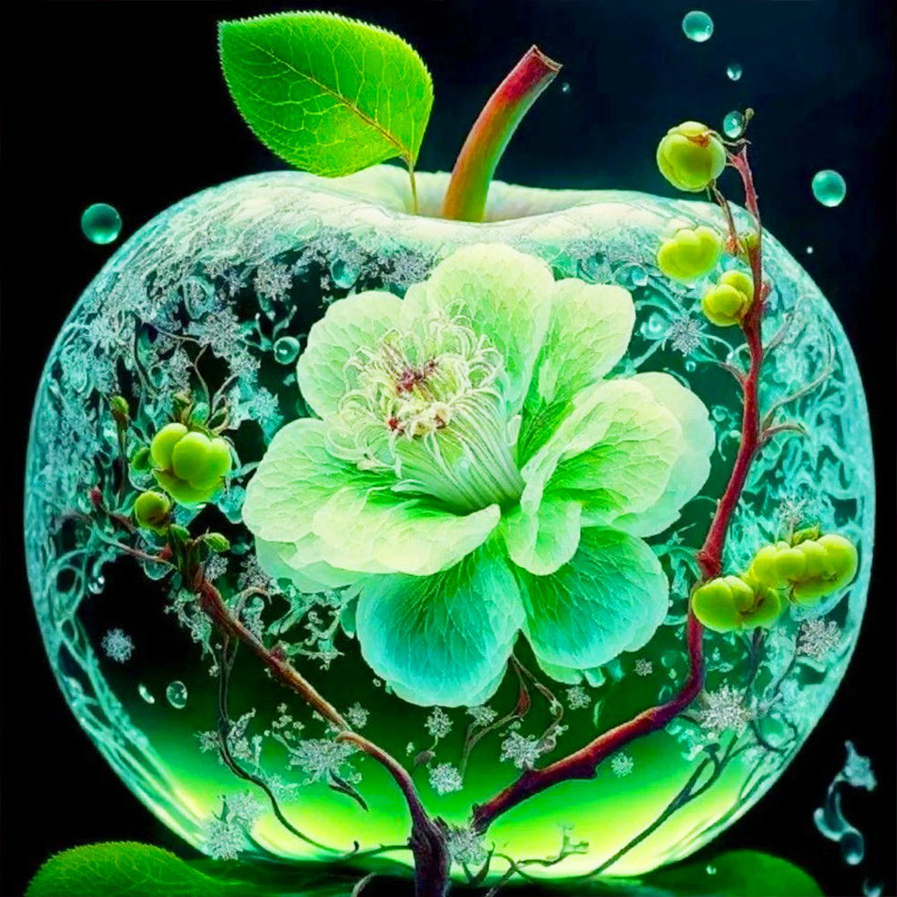 Diamond Painting - Full Round - Green Crystal Apple¡¤Christmas Eve (40*40CM)