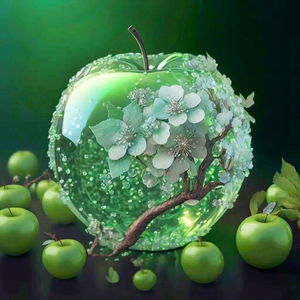 Diamond Painting - Full Round - Green crystal flower apple¡¤Christmas Eve (40*40CM)
