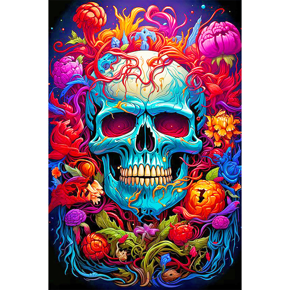 Diamond Painting - Full Round - flower skull (40*60CM)