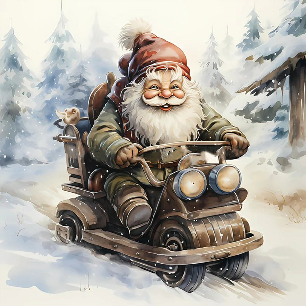 Diamond Painting - Full Round - Santa Claus riding a bike (40*40CM)