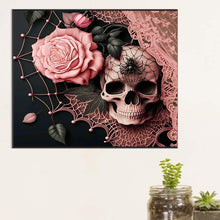 Load image into Gallery viewer, Diamond Painting - Full Round - gentleman skull with pink roses (50*60CM)
