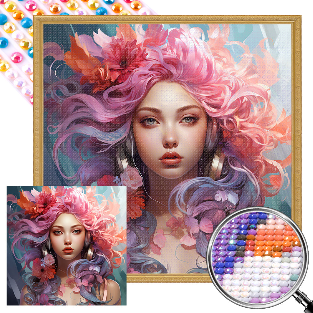 AB Diamond Painting - Full Round - Color girl (40*40CM)