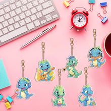 Load image into Gallery viewer, 6PCS Diamond Painting Keychains Double Sided Full Drill Keyring (Dinosaurs)

