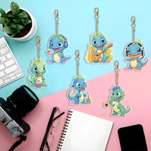Load image into Gallery viewer, 6PCS Diamond Painting Keychains Double Sided Full Drill Keyring (Dinosaurs)
