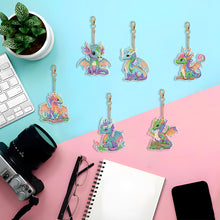 Load image into Gallery viewer, 6PCS Rhinestone Painting Pendant Ornament Double Sided Diamond Painting Keychain
