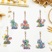 Load image into Gallery viewer, 6PCS Rhinestone Painting Pendant Ornament Double Sided Diamond Painting Keychain
