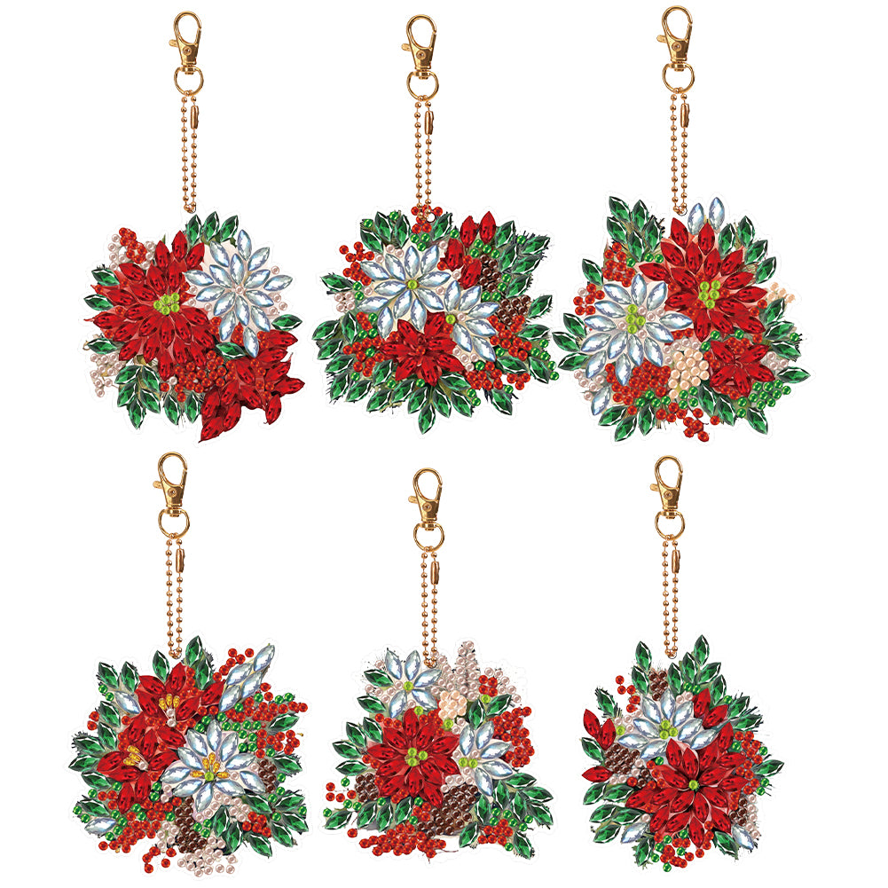 6PCS Diamond Painting Keyring Double Sided Diamond Painting Art Keychain Pendant