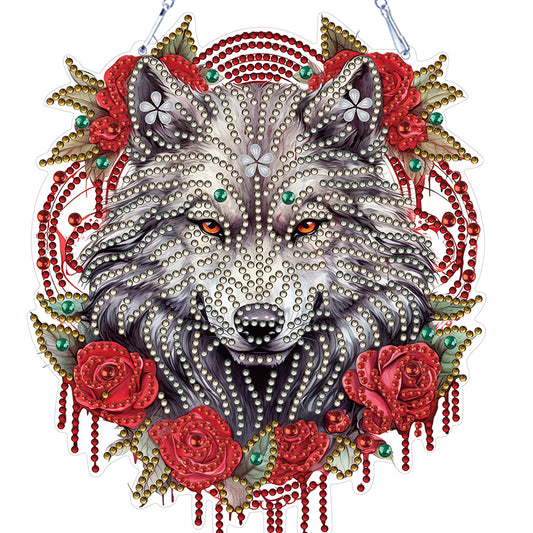 Special Shape DIY Diamond Painting Ornaments Wolf Head Full Drill Art Kit (#2)