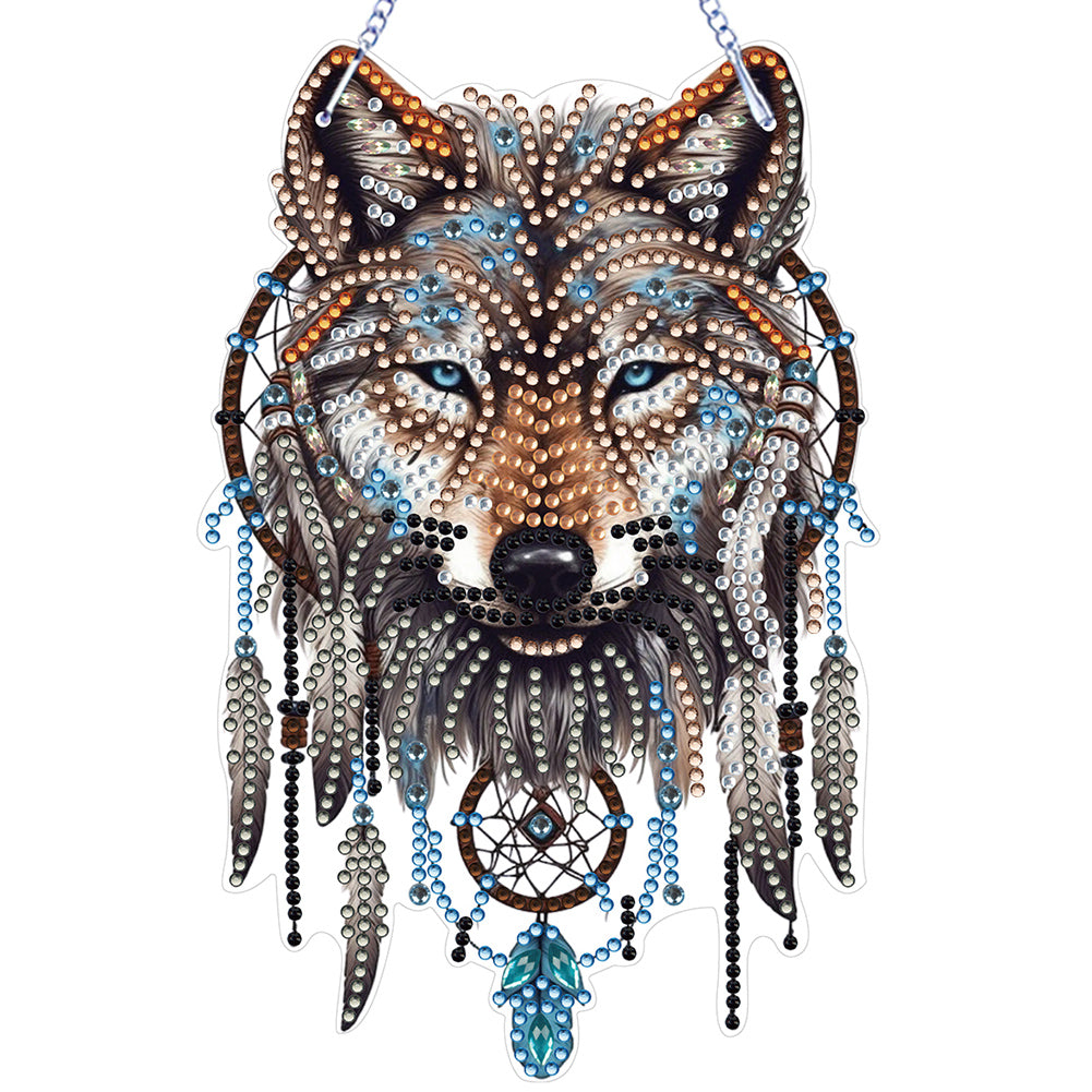 Special Shape DIY Diamond Painting Ornaments Wolf Head Full Drill Art Kit (#4)